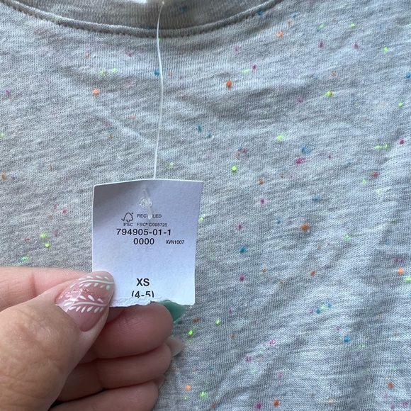 GAP Kids NWT! Tull Dress Gray Confetti Top with Light Blue Bottom Size XS (4-5) - Picture 2 of 3